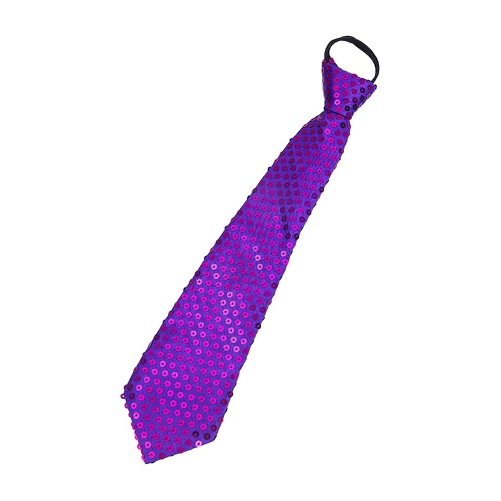 Elnwnnkc Shining Sequins Tie Stage Glitter Paillette Adjustable Zipper Necktie Pre-Tied Neck Wear Fashion Collar