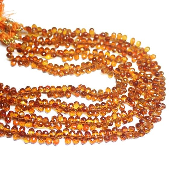 Citrine facettée en perles briolettes pour des bijoux d'été faits main - 2