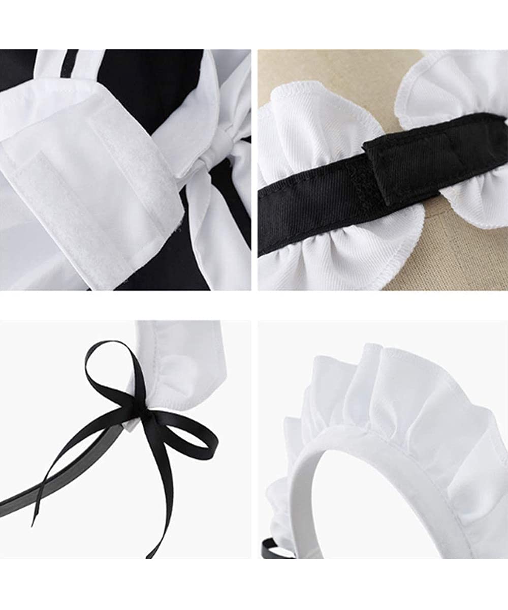 Anime French Maid Dress Niedliche Maid Cosplay Kleid für Halloween Maid Kostüm Outfit Set Schwarz, Größe L
