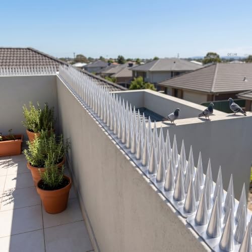 Image of Bird Spike 7 Piece Silver | Pigeon Bird Control Spikes for Balcony, Railing, Window, AC & Roof