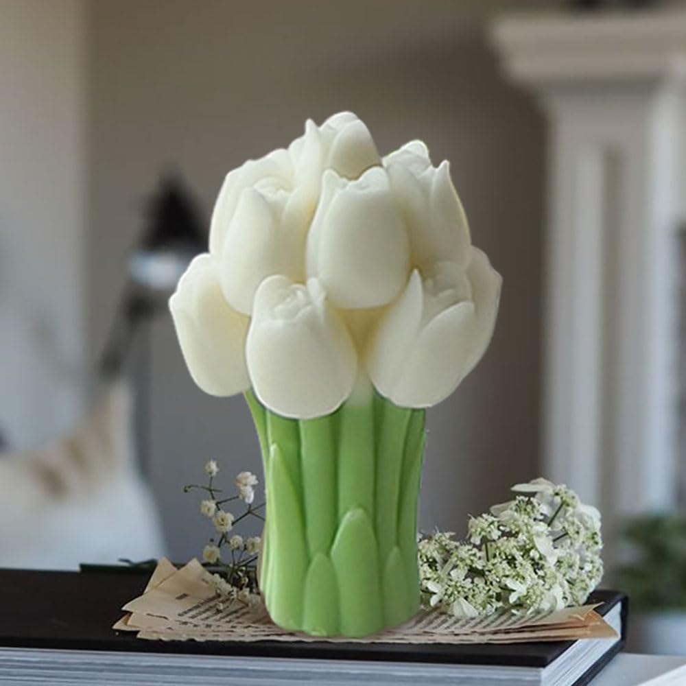 Tulip Bouquet Silicone Candle Molds for Candle Making, 3D Flower Molds, DIY Handmade Supplies