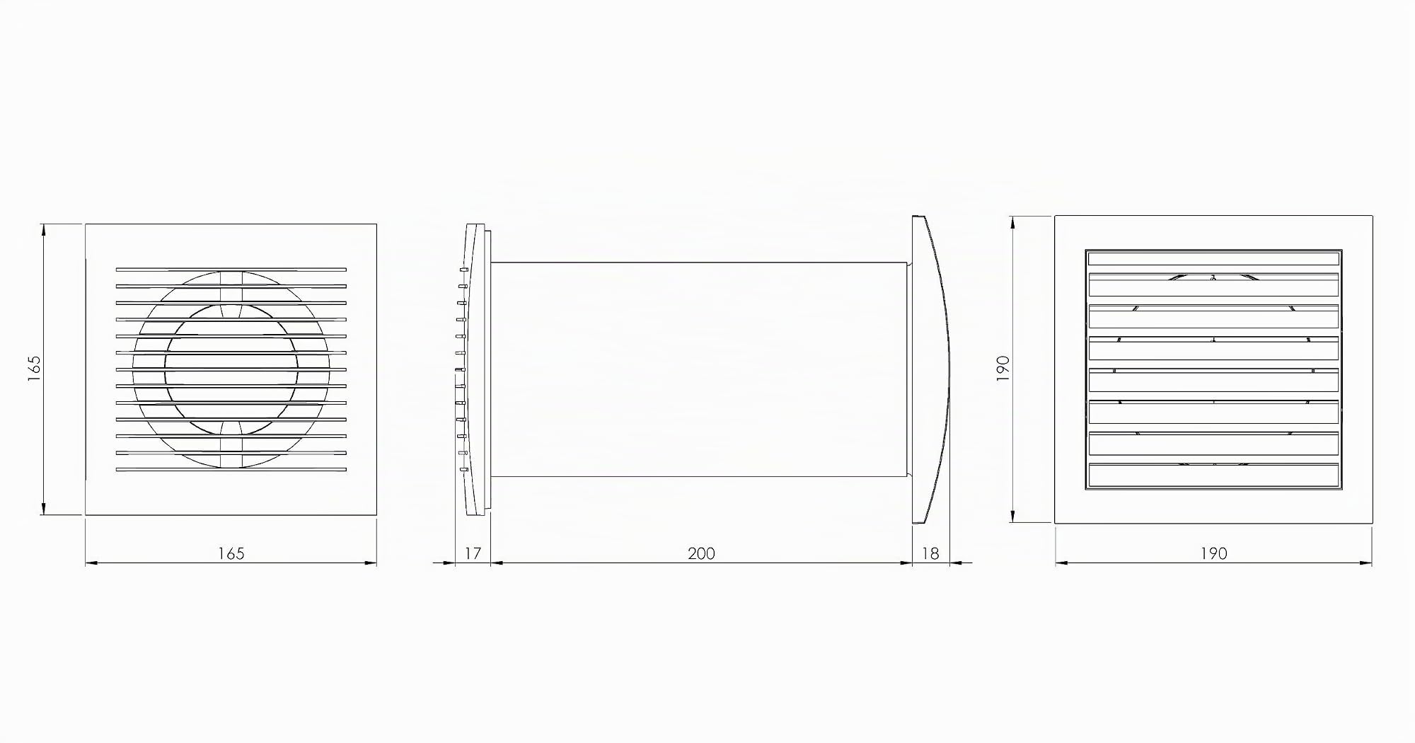 Europlast Ø 125 mm Scambiatore di calore con termostato - Kit di distribuzione del calore da parete - plastica bianca