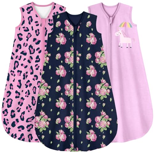 Image of Yoofoss Baby Sleep Sack 6-12 Months Wearable Blanket for Babies 100% Organic Cotton 2-Way Zipper TOG 0.5 Toddler Sleeping Sack 3 Pack, Soft Lightweight Sleep Sacks