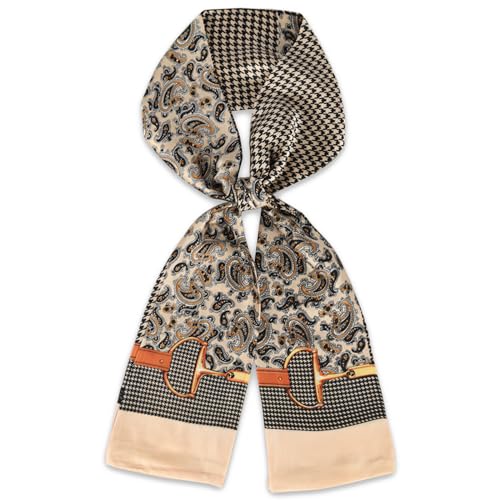 EXTREE Satin Scarf Mulberry Silk Printed Head Wrap Hair Band 7"" x 59"" A060