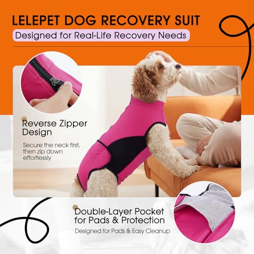 Image of Lelepet Dog Surgery Recovery Suit Onesie for Female Spay & Male Neuter XL | Protective Pet Post-Op Clothes with Back Zipper,Soft Dog Recovery Suit Helps Prevent Licking Scratching,Cone Alternative