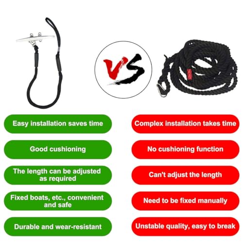 Corde d'amarrage extensible de 4 pieds avec élastique pour bateau et quai