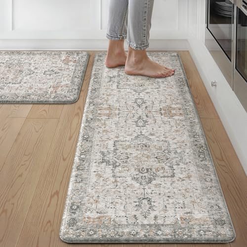GENIMO Kitchen Mats for Floor 2PCs, Washable Anti Fatigue Mat for Cushioned,...