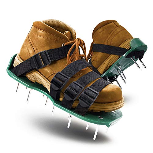 LASTOOLS Lawn Aerator Shoes Spiked Aerating Sandals Heavy Duty One-Size-Fits-All & Easy to Use Single Strap Design & Nonslip Gardening Shoes