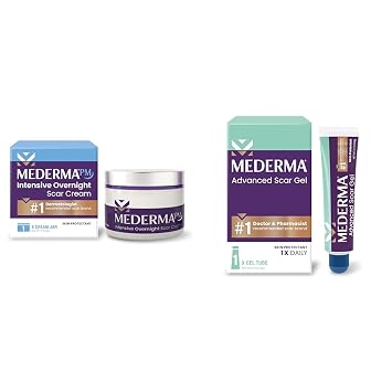 Mederma PM Intensive Overnight Scar Cream, Works with Skins Nighttime Regenerative Activity & Advanced Scar Gel, Treats Old and New Scars, Reduces the Appearance of Scars from Acne