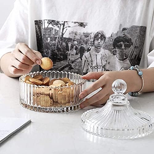 Klauss Crystal Candy Jars, Glass Sweet Storage Jars with Lid Decorative Apothecary Jar for Home Kitchen Sugar Cookie Buffet Food Storage Christmas Birthday Wedding Clear-10oz