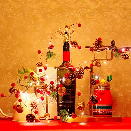 Christmas Pine Cones String Lights 30 Leds 10 Ft Jingle Bell With Berries Copper For Indoor Outdoor Thanksgiving Xmas Fairy Light Fit Garden Garland Party Decorations - 3Aa Battery Power Warm White #TOP5