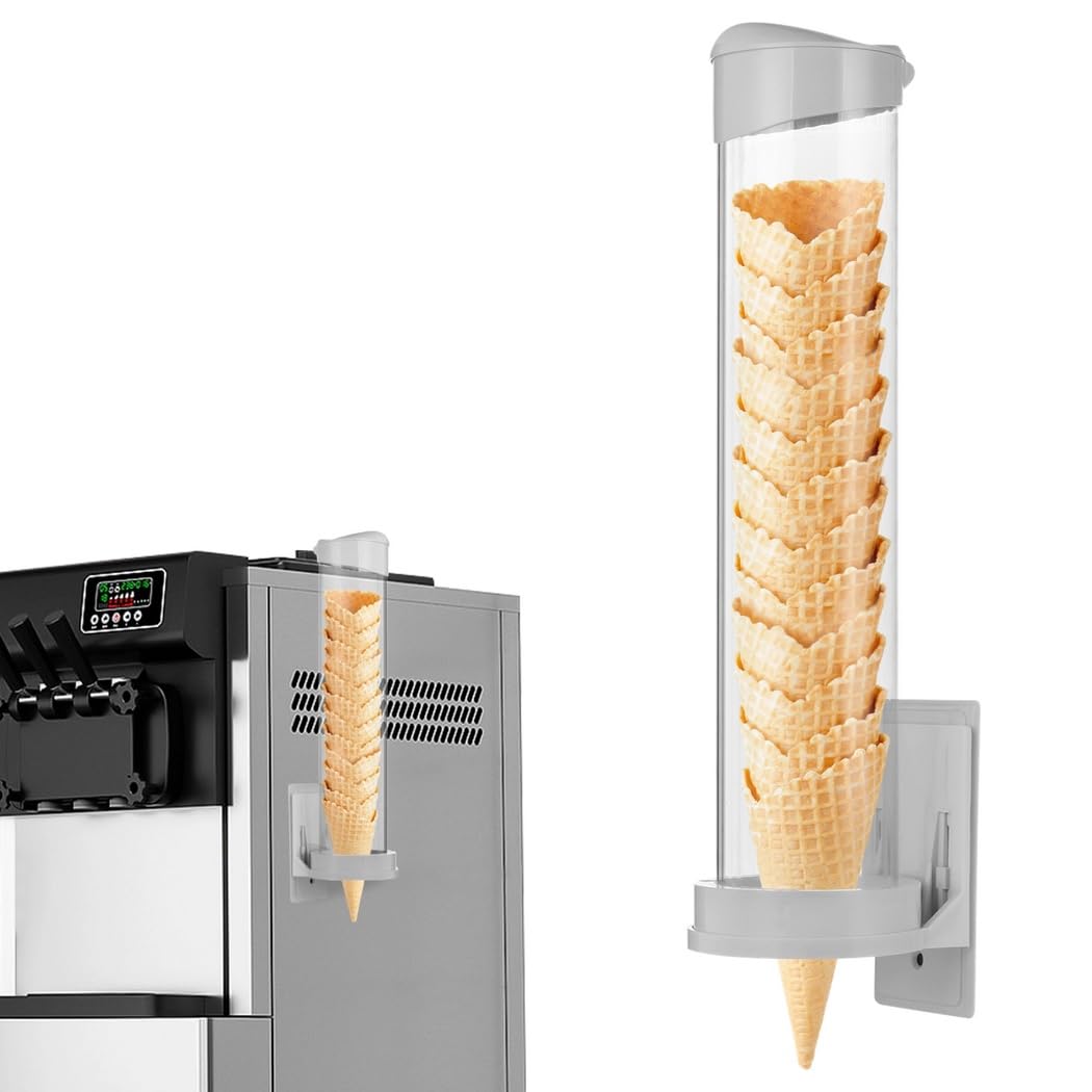 Waffelspender, Kunststoff, 40,6 x 8,4 cm, Aufbewahrungsröhre mit magnetischen und selbstklebenden Montageplatten für Eistüten