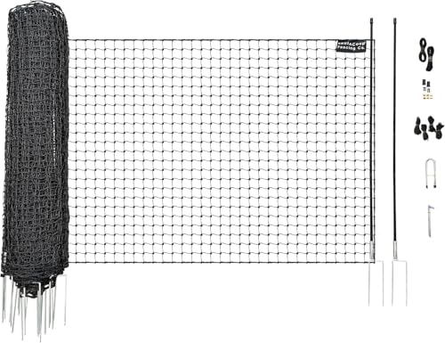 RentACoop Non-Electric Chicken Fence Netting 48 x 100 Portable Black Poultry Fence Plastic Mesh Garden Fence Animal Barrier for Chickens Ducks Dogs Suitable for Gardens & Backyards