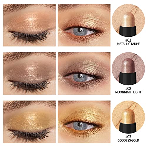 Kimuse 6Pcs Shimmer Cream Eyeshadow Stick,Brightener Eyeshadow Pencil Crayon,Waterproof Eye Shadow Stick Sets With Crease-Proof, Smudge-Proof And Long Lasting Eye Shadow Make Up #TOP3