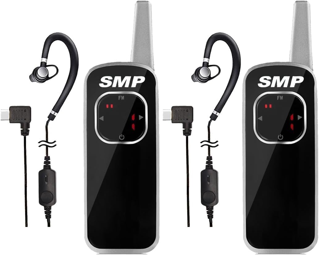 SMP Mini Walkie Talkie, Rechargeable, RMR446, Multiple Channels CTCSS/DCS, Long Range PMR Two-Way Radio, for Security, Restaurant, Workplace (118H)