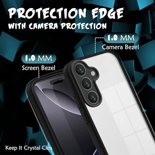 Image of V-TAN Back Cover for Samsung Galaxy S25 5G Compatible Case, Transparent Clear, TPU, Camera Protective Shockproof Cover (Black)