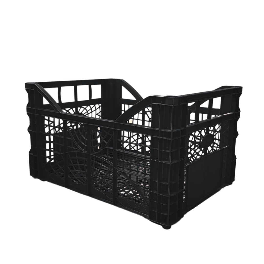 Caja de almacenaje de 30x40cm, caja de frutas y verduras, cesta apilable para frutas y verduras, 15 kg, color negro (12)