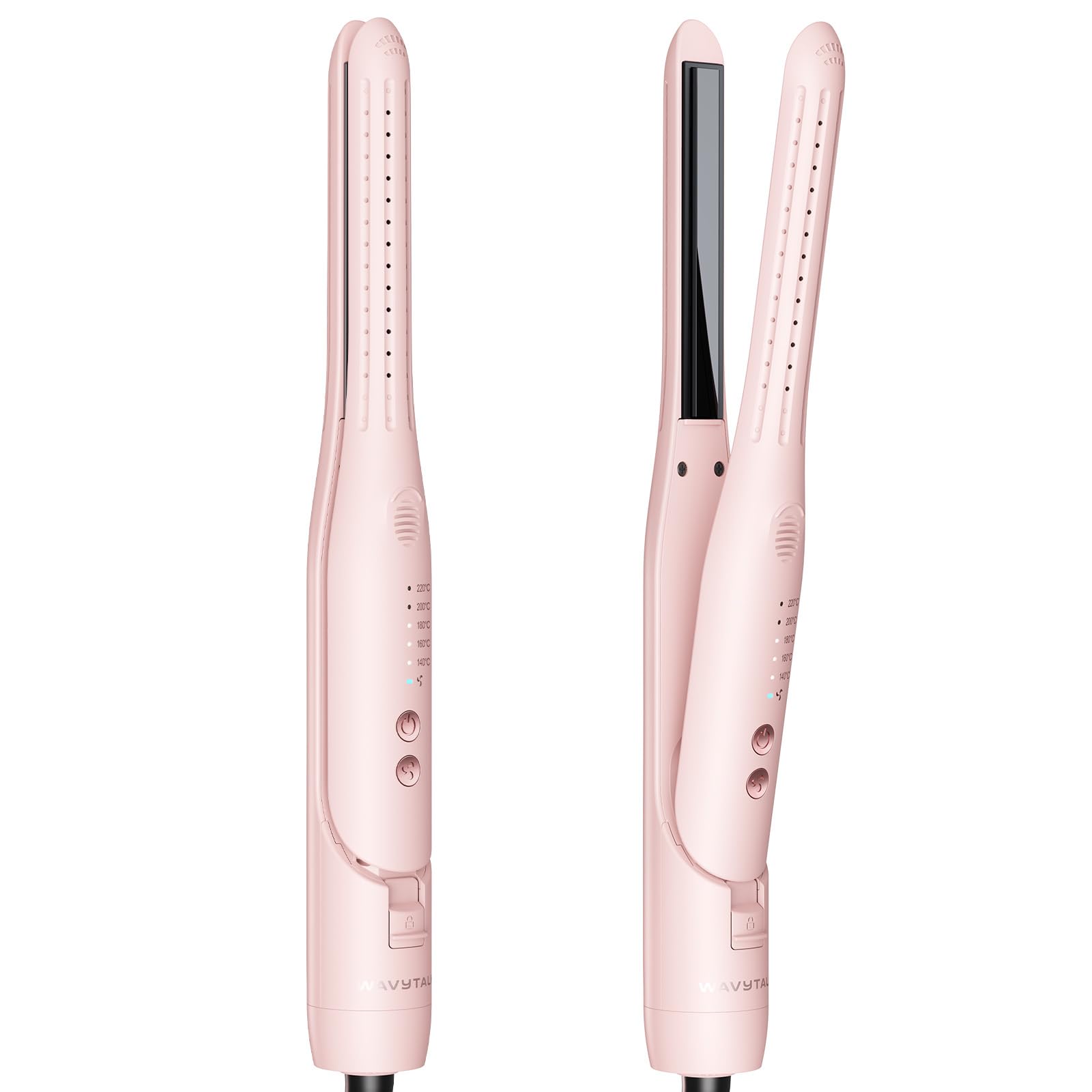 Wavytalk Cool Curl Pencil Lisseur Cheveux, Boucleur à Cheveux et Mini Lisseur Cheveux Court 3 en 1 avec air froid 360°, pour frange, racines et boucles