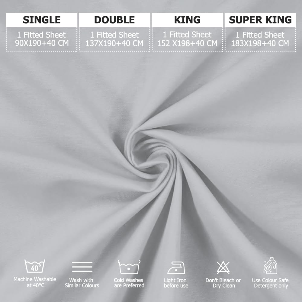 MistyMorning Extra Deep Fitted Sheet 16''/40cm, Egyptian Cotton bed sheets with 200 Thread Count - Image 4