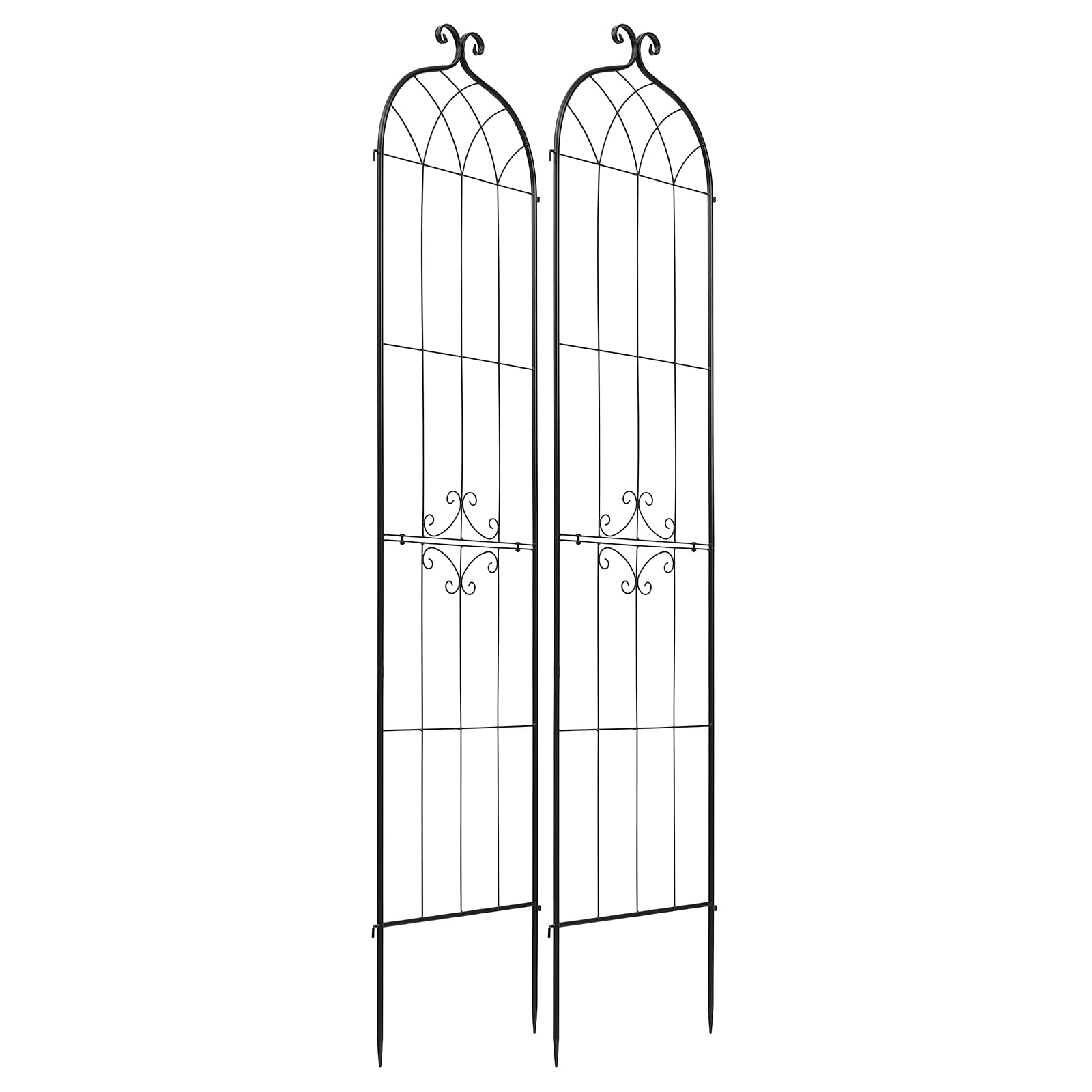 VEVOR Treillis de Jardin Métal 52,5x220 cm Support de Plante Grimpante Lot de 2 Treillis pour Rosiers, Tomates, Concombres, Fleurs Légumes Grimpants, avec Revêtement en Poudre, Système de Verrouillage