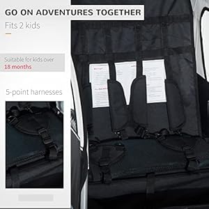   Aosom-Elite-360-Swivel-Bike-Trailer-for-Kids-Double-Child-Two-Wheel-Bicycle-Cargo-Trailer-with-2-Security-Harnesses