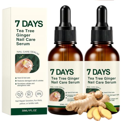 7 Days Nail Treatment,2 Pcs Tea Tree Ginger Nail Care Serum strengthener and Growth,Repair Dry Brittle Nails