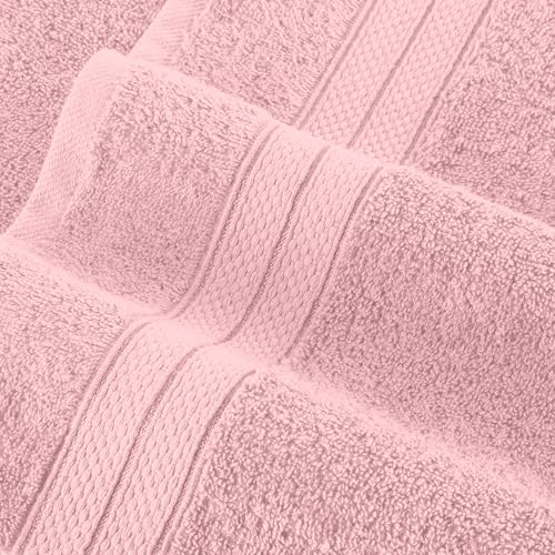 Image of Elegant Comfort Luxury 6-Piece Towel Set, Premium Soft 100% Turkish Cotton, Three Line Popcorn Design 2 Bath Towels, 2 Hand Towels and 2 Washcloths Towel Set - Quick-Drying and Absorbent, Dusty Pink