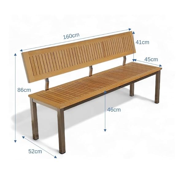 Gartenbank Teak & Edelstahl 3-Sitzer