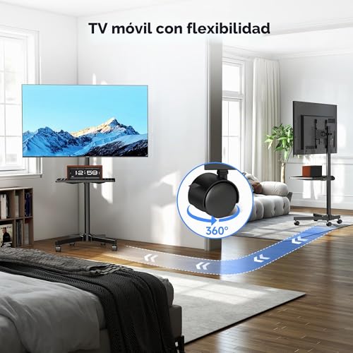 Miniatura 2 de Xinlei Soporte Tv Ruedas Para Tvs Planos Curvos De 21-60 Pulgadas Hasta 35 Kg, Soporte De Pie Para Tv Móvil Con Altura Ajustable Y Ruedas, Vesa Máx. 400 X 400 Mm, Modelo Ml55a