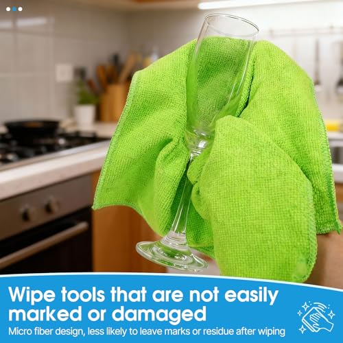 QYL Microfiber Cleaning Cloth,12 Pack Cleaning Rags, Cleaning Towels with 4 Color Assorted, 11.8"X11.8"(Green/Blue/Yellow/Pink) - Image 5