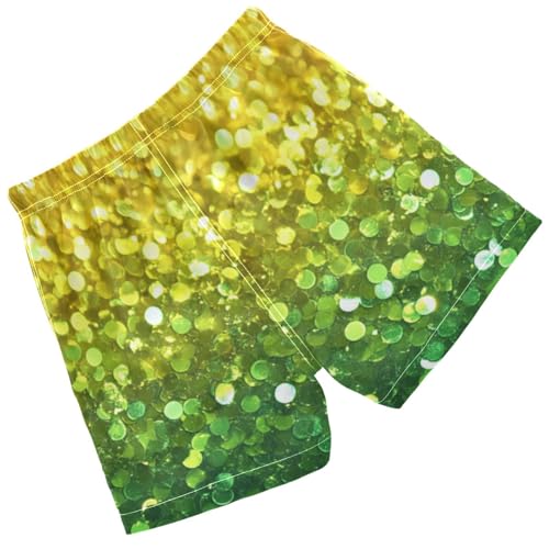 Pigsaly Boys Swim Trunks Bright Lemon Yellow Lime Green Gradient Flashing Glitter Boys Board Shorts Swimsuit Swimwear 5T2
