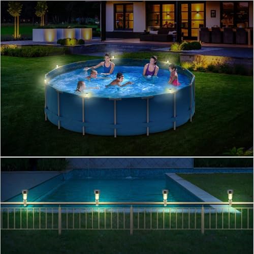 Image of VIVITO Solar Pool & Garden Lights | Color Changing Floating RGB LED Lights with Auto On /Off | Waterproof Solar Pathway & Fence Lights for Pool, Lawn, Patio, Garden, Christmas (Multicolor, 10 Pieces)