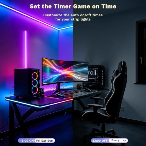 Image of MIWISE LED Strip Lights,RGB Smart IC COB LED Strip Light Color Chasing,24ft Multicolor Flexible LED Tape Light,Music Sync with APP Control,Addressable DIY 16M Colors,for Cabinet,Bedroom,Party Decor