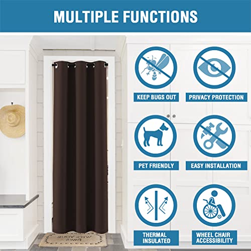 Image of H.VERSAILTEX Doorway Curtain Blackout Closet Door Curtain Room Divider Window Treatment Curtain for Bedroom Thermal Insulated Privacy Drape Soundproof Grommet, 42 x 80 inches, 1 Panel, Chocolate Brown