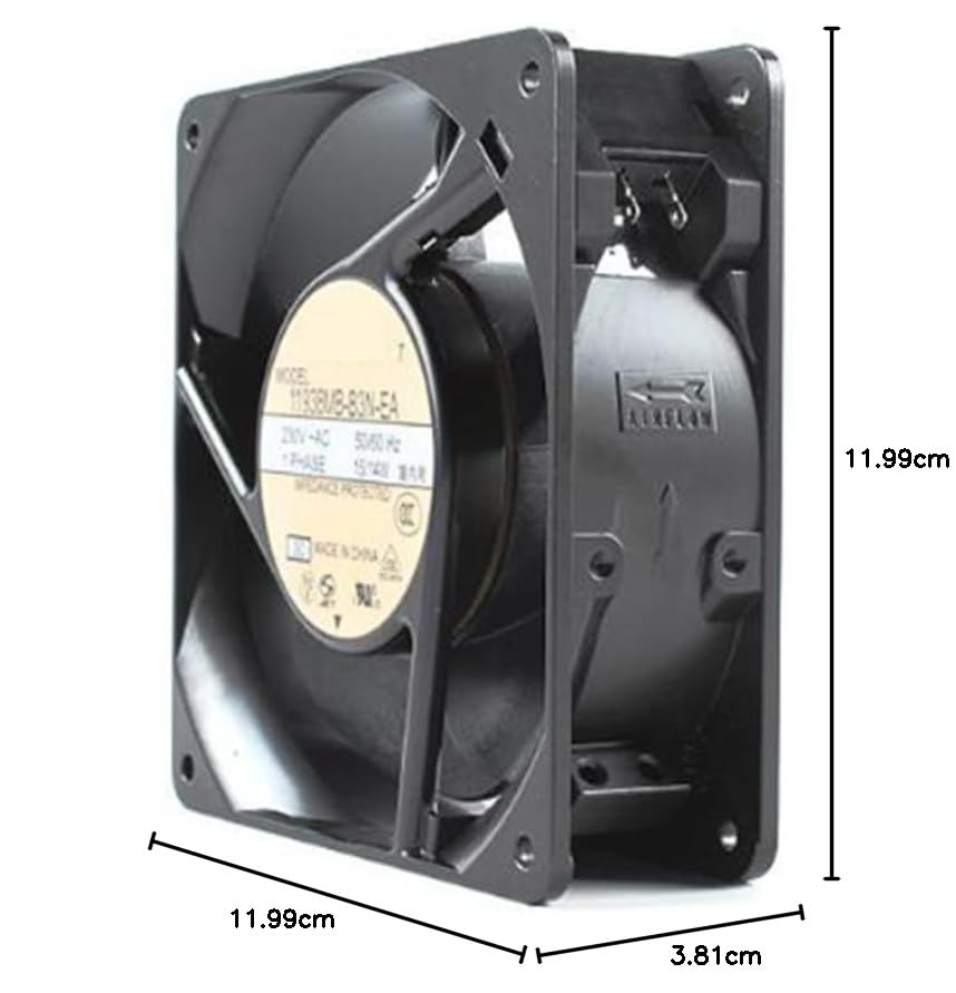 120 mm 4715MS-23T-B50 11938MB-B3N-EA 230Vac 15/14W 2 piny, wentylator chłodzący osiowy AC 120 x 120 x 38 mm