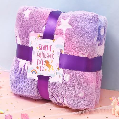 Tacobear Einhorn Geschenke für Mädchen 5 6 7 8 9 10 11 Jahren Einhorn Kuscheldecke Leuchtend Kissenbezug Edelstahl Thermosflaschen 500ml Badebomben Umhängetasche Augenmaske Geburtstag Geschenk Mädchen