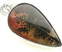 Vista 6 de Rare Scenic Dendritic Agate 925 Solid Sterling Silver Pendant 25mm