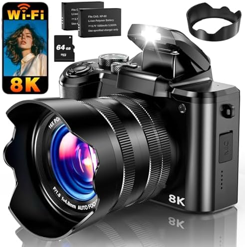 8K Digital Camera, 88MP WiFi Cameras for Photography with 3.2" To...