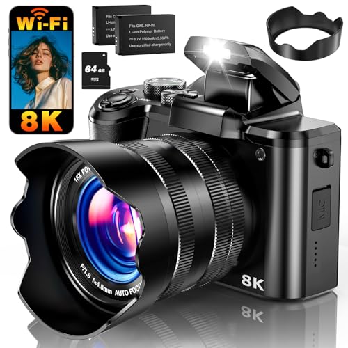 8K Digital Camera, 88MP WiFi Cameras for Photography with 3.2
