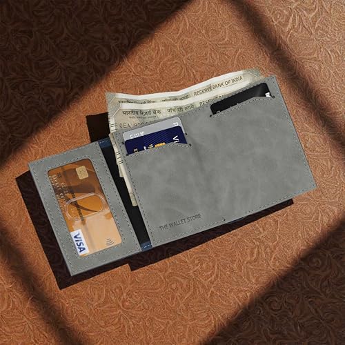 Image of The Wallet Store SlideX Neo RFID-Protected Pop-Up Card Holder Wallet for Men | Minimalist Leather Smart Wallet with Quick Access Ejector | Compact Dual-Color Card Case | Holds 6-10 Cards (Blue)