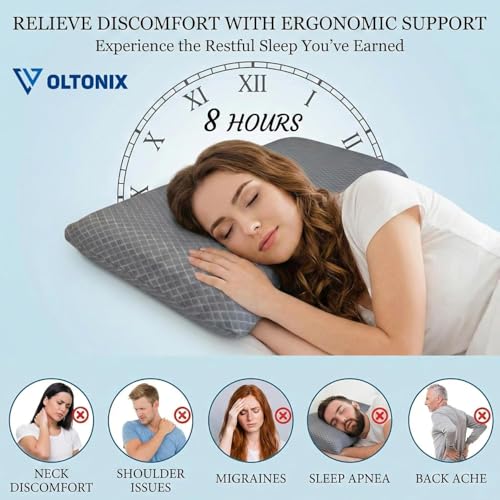 Image of Blairmore Memory Foam Pillow,nek Pillow,Orthopedic Memory Foam Pillows Supports Neck Pain and Shoulder Pain for Sleeping, Ergonomic Cervical Pillow (Grey)