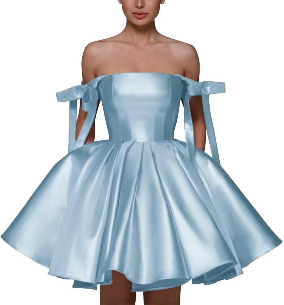 Short Satin Homecoming Dress for Teens with Pockets Spaghetti Straps A Line Prom Graduation Dresses HM377