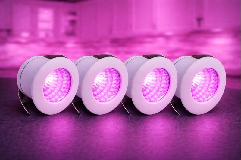 - OLIPS 3W LED Button Spot Light for Cabinet & Cupboard | Slim Round COB LED Mini Downlight | Bright Focused Light | Energy Efficient | Easy Installation. (4, Pink)