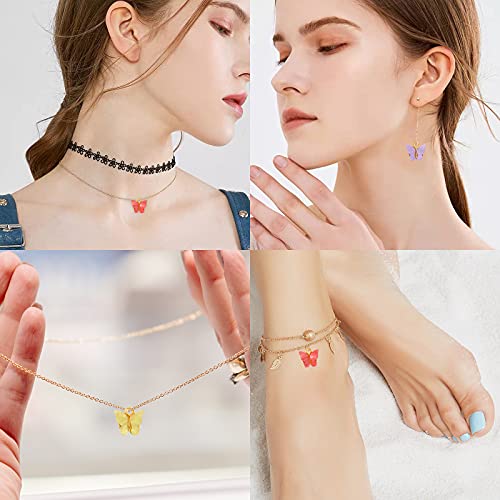 36 Pcs Fashion Butterfly Pendants Charms, Kissbuty 9 Colors Mixed Acrylic Butterflies Charms Pendants Keychain Necklace Pendants For Women Girls Diy Jewelry Making Crafting #TOP5