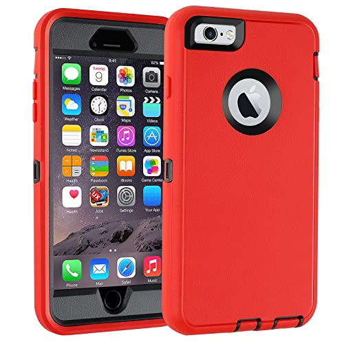 Co-Goldguard Case for iPhone 6 Plus/6S Plus Case Built in Screen Protector Heavy Duty 3 Layer Full Body Shockproof Dust-Proof Drop-Proof Durable Cover for iPhone 6 Plus/6S Plus 5.5inch (RedBlack)