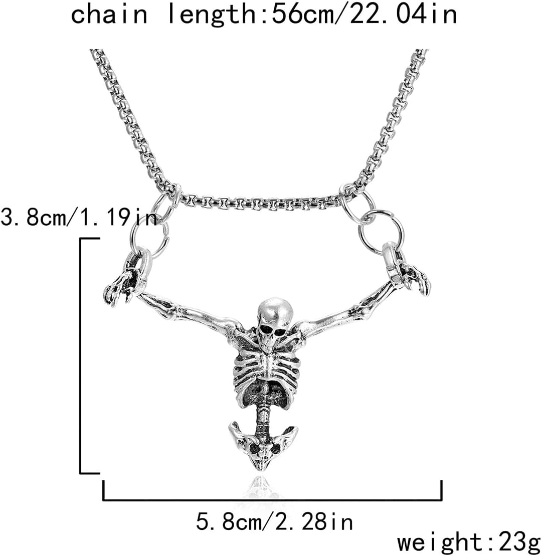 Punk Skeleton Skull Necklace for Men Women Vintage Captivity Skull Pendent Necklace Gothic Halloween Necklace Personalized Hip Hop Rock Biker Necklace Christmas Halloween Birthday Party Costume Jewelry - Image 5