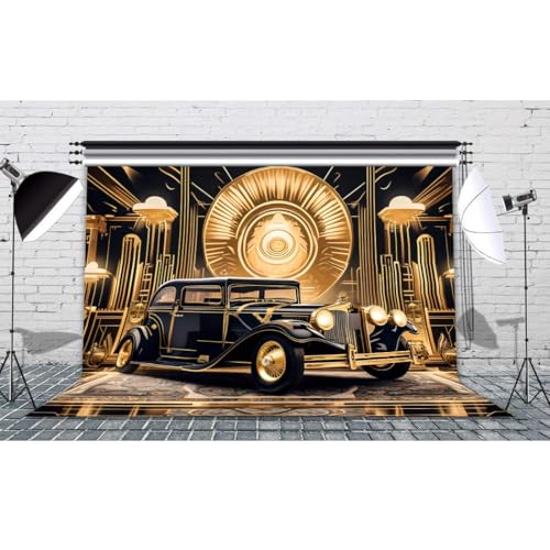 Fondo Retro Roaring 20s 10x8 pies Negro Dorado miniatura 2