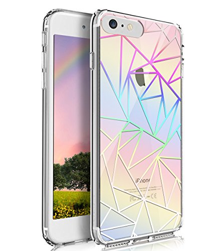 iPhone 8 Case,iPhone 7 Case TIANLI [Ultra Slim] Crystal Clear Colorful Lines Design Plastic Hard Back Thin Case Anti-Scratch Flexible Soft TPU Bumper Cover with Pattern,Triangle