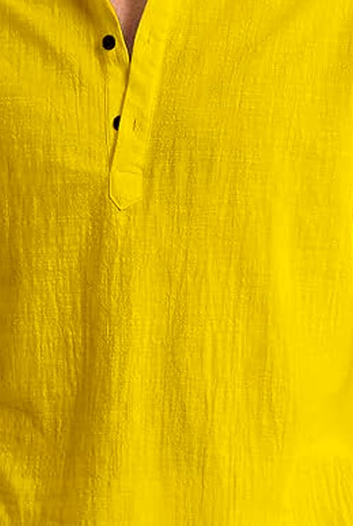 Image of Men's Full Sleeve Beige Color Cotton Blend Mandarin Slim Fit Shirt Style Kurta for Men and Boys