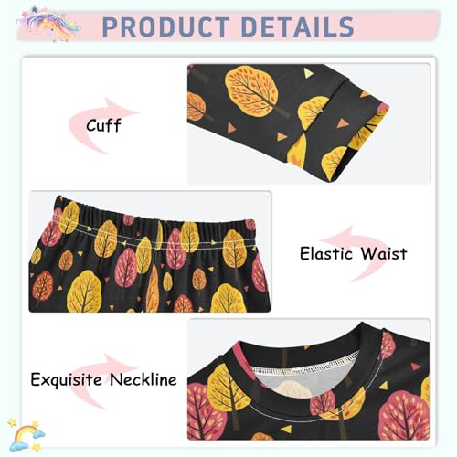 Pajama Sets Long Sleeve Colorful Trees on Dark Soft Comfy Sleepwear 2 Piece PJS 3-8T4